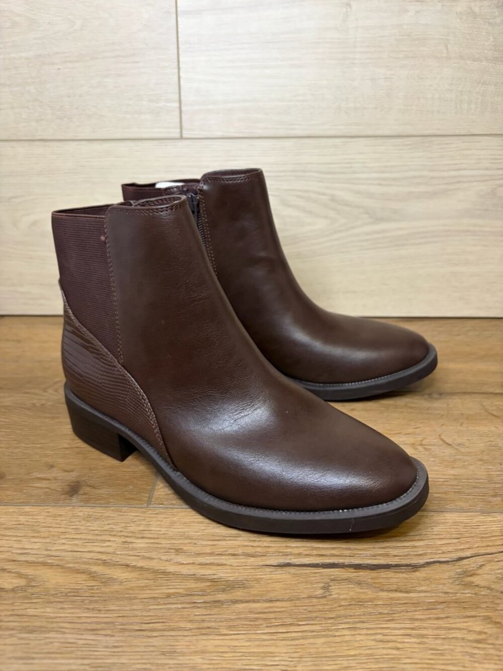 Style & Co Womens Edwinaap Brown Zipper Manmade Ankle Boots Size 6M
